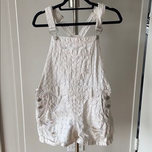 White BankNYC denim overall shorts
